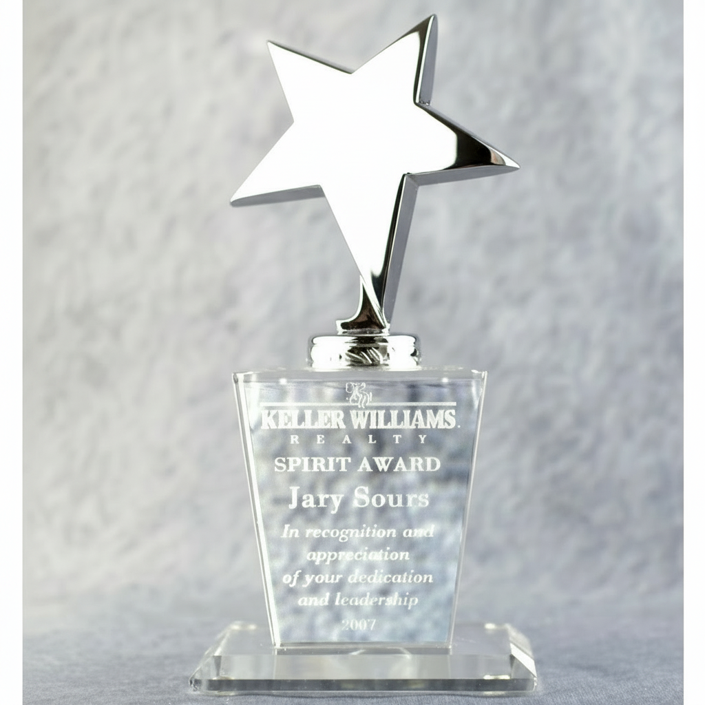 Optic Crystal Base With Silver Metal Star