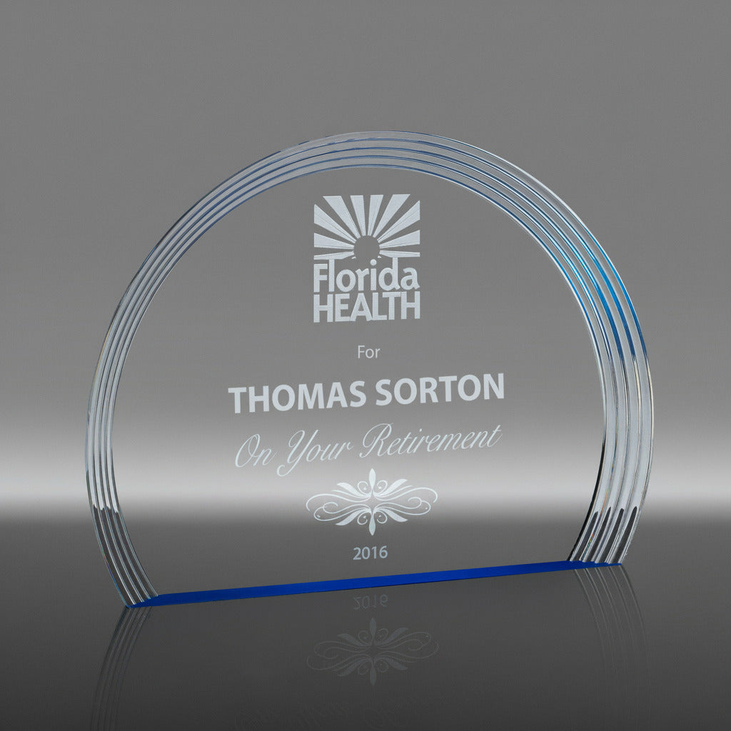 Acrylic Oval Award with Blue Reflection