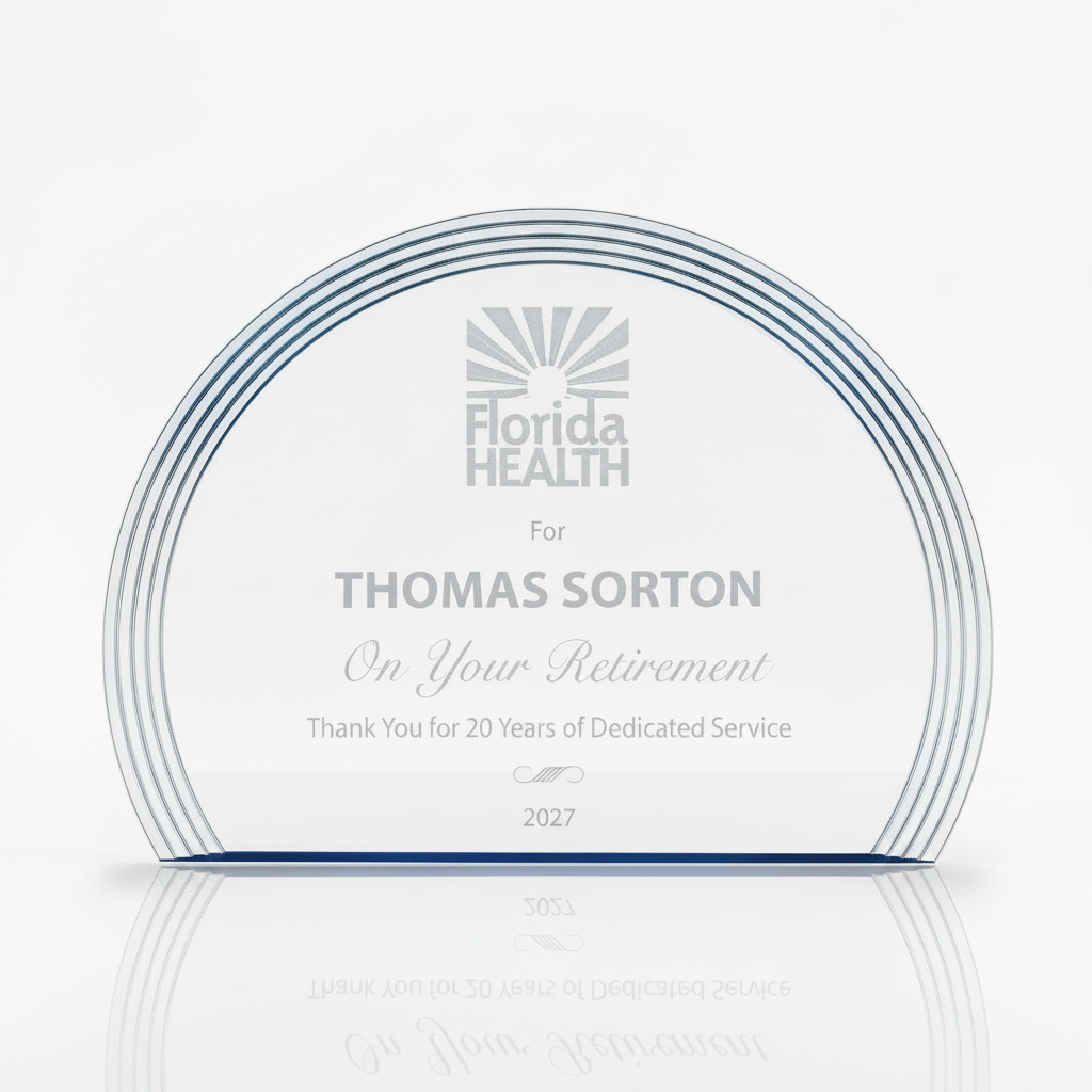 Acrylic Oval Award with Blue Reflection