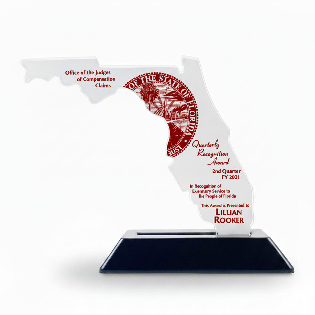 Florida Shaped Clear Acrylic On Base