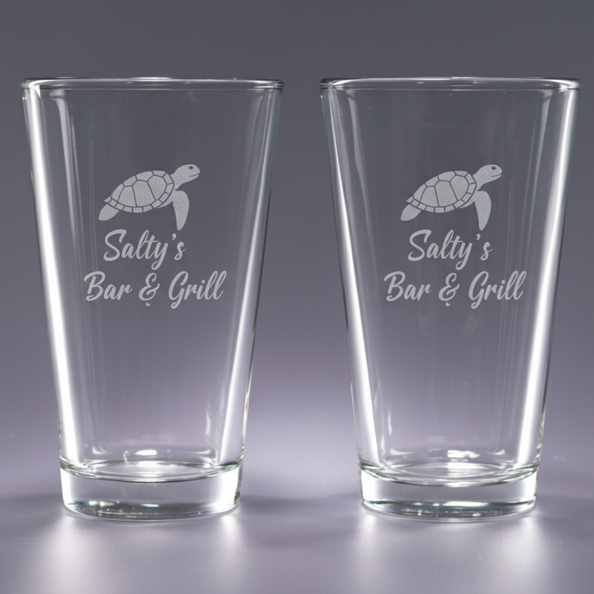 Etched Pint Glasses - Set of 2