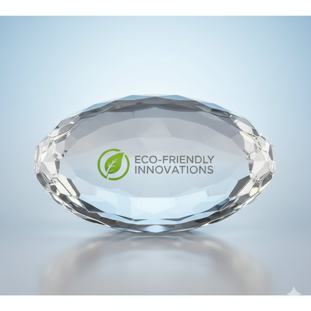 Faceted Optic Oval Crystal Paperweight