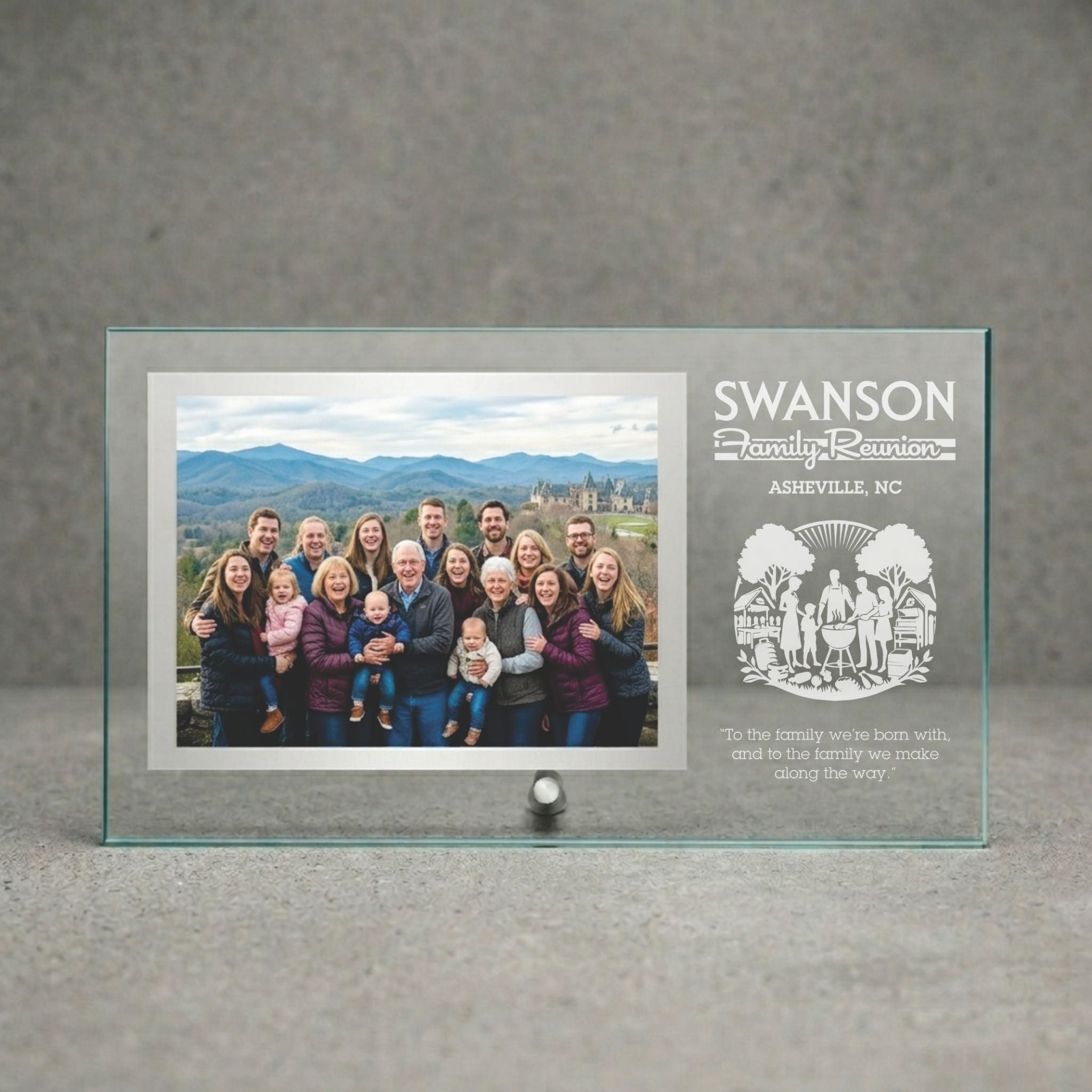 Premium Glass Landscape Photo Frame - 12x7 Laser Etched