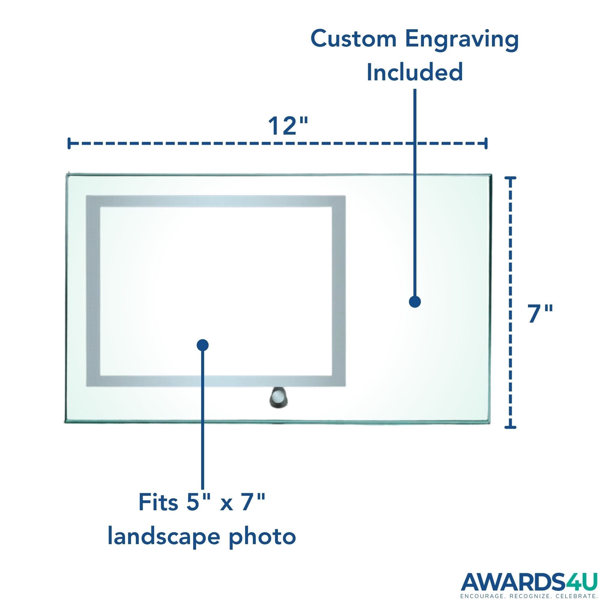 Premium Glass Landscape Photo Frame - 12x7 Laser Etched