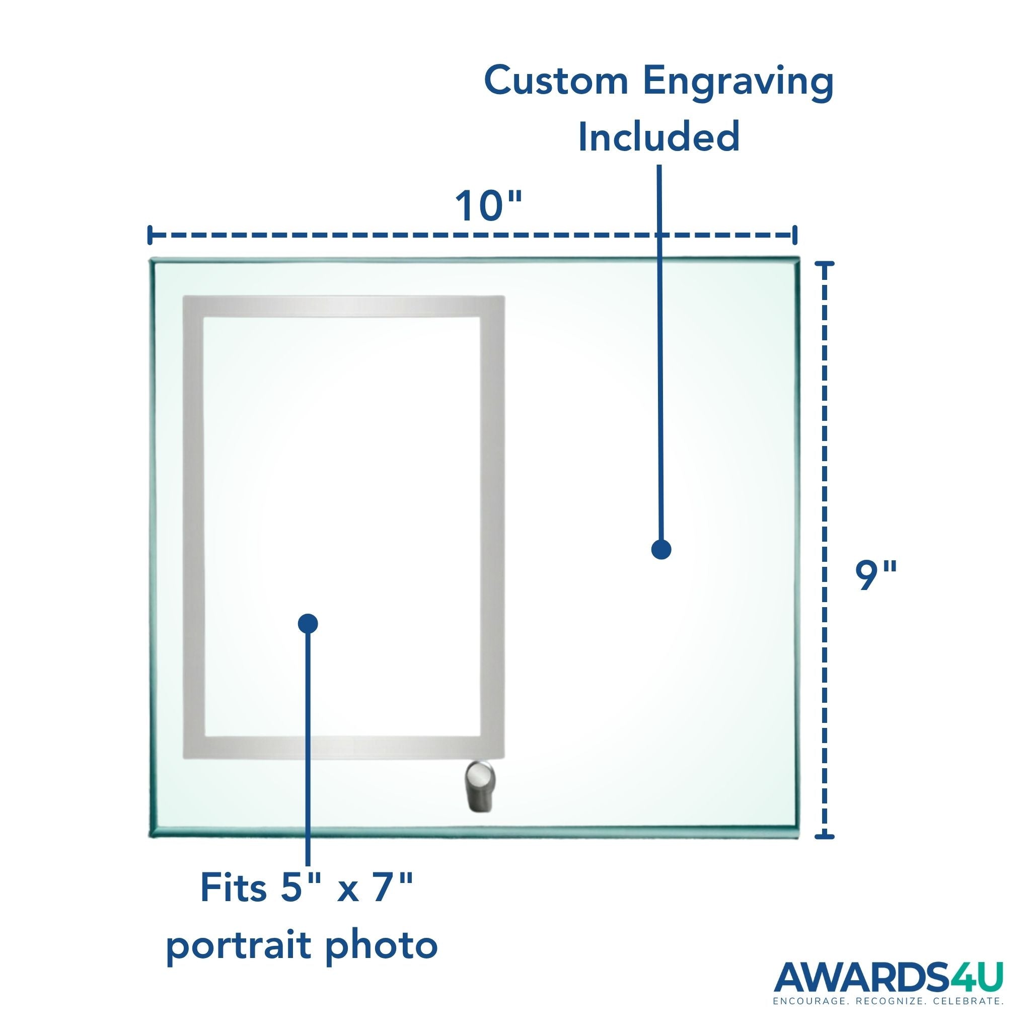 Premium Glass Portrait Photo Frame - 10x9 Laser Etched