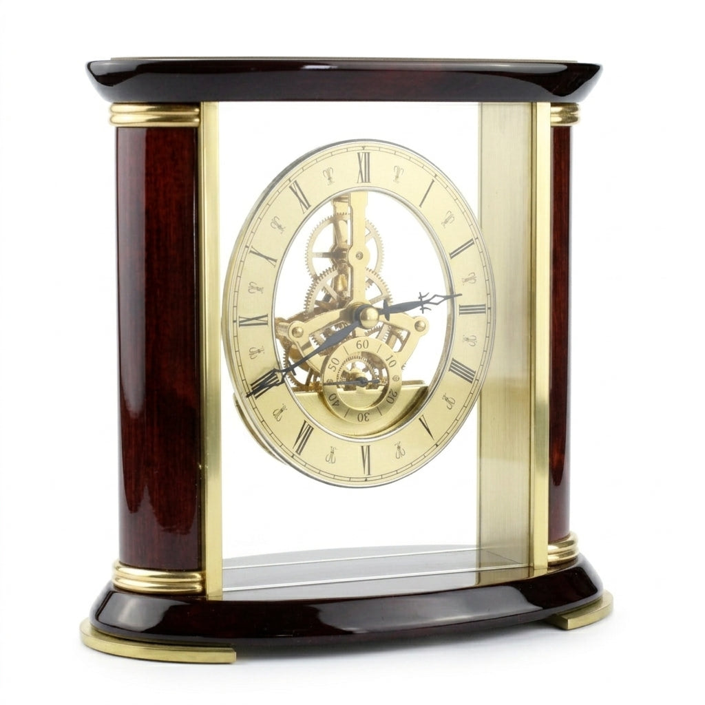 Open Clock Works Rosewood Clock