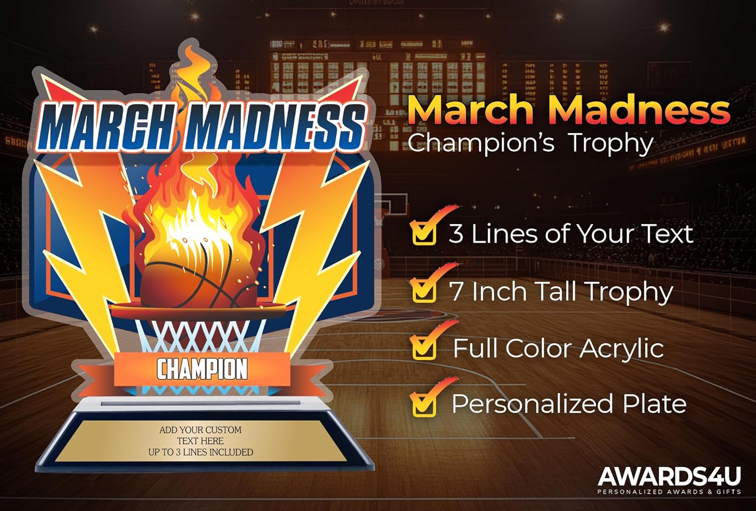 March Basketball Madness Acrylic Trophy