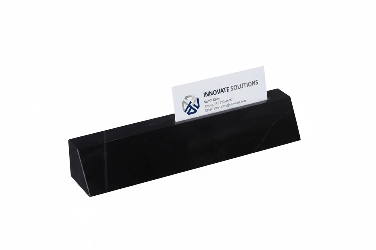 Marble Desk Name Plate with Business Card Slot