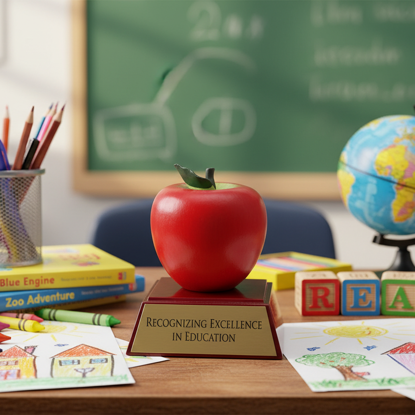 Red Resin Apple On Base