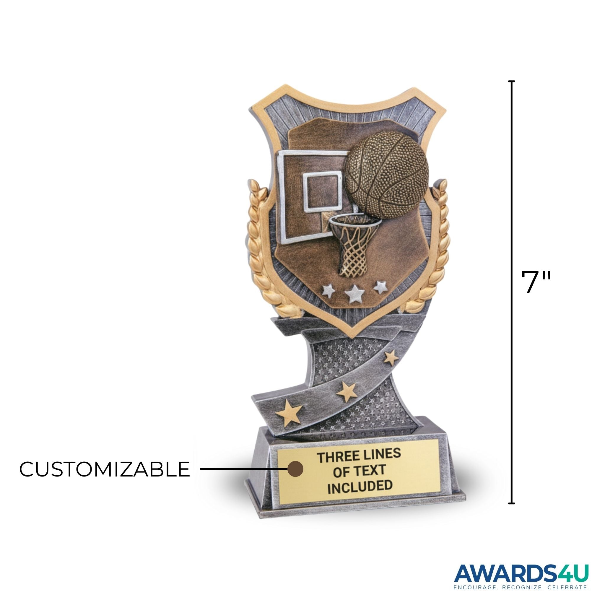 Basketball Shield-Style Trophy