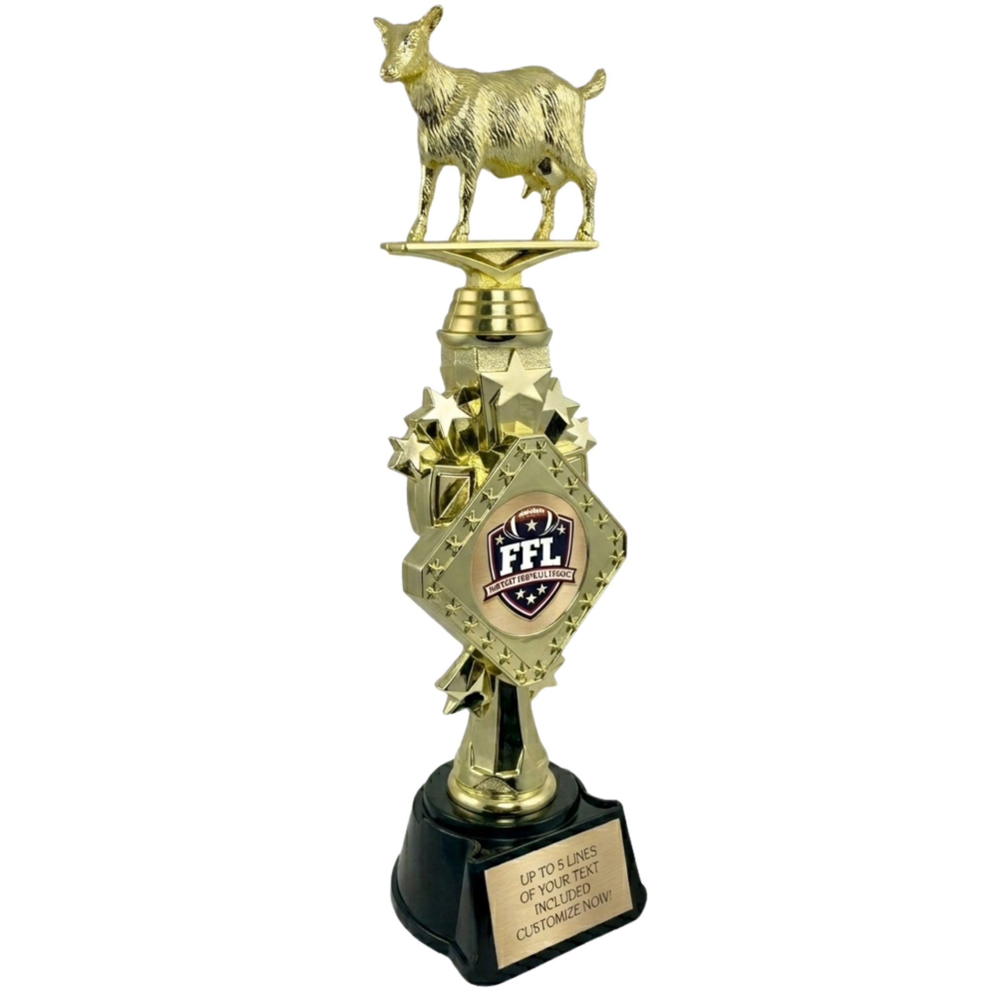 GOAT Fantasy Football Trophy - 13" Custom Engraved Award