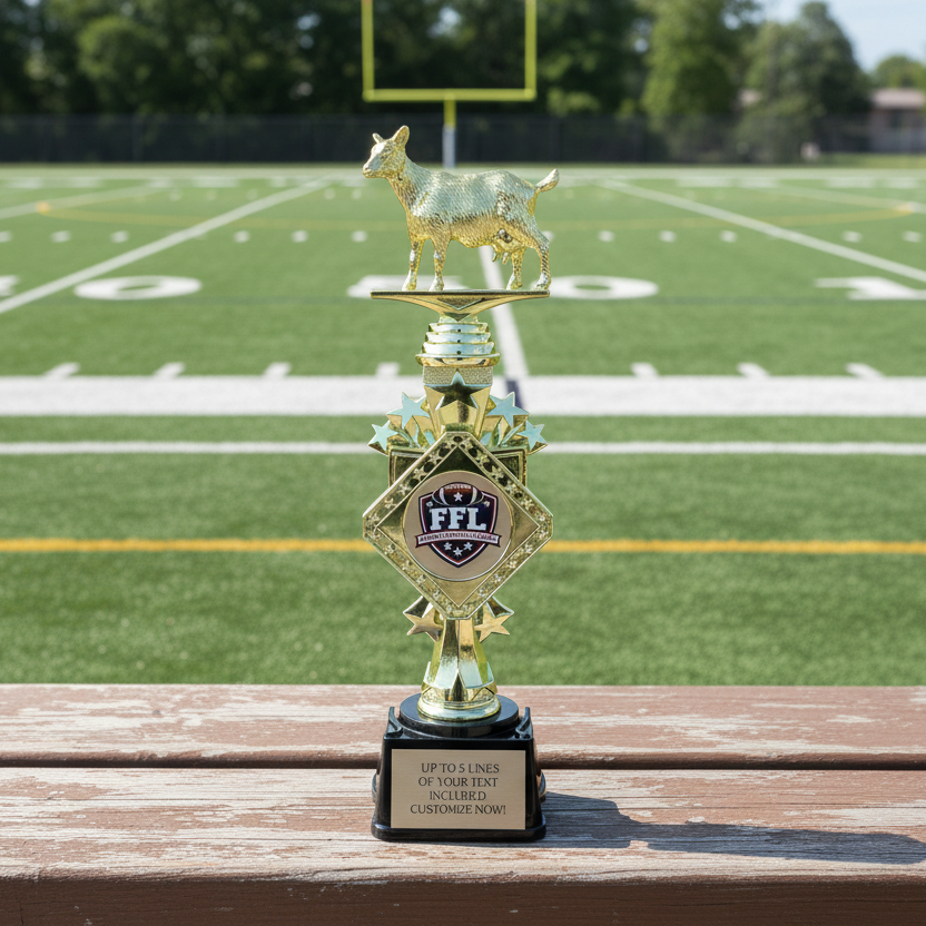 GOAT Fantasy Football Trophy - 13" Custom Engraved Award