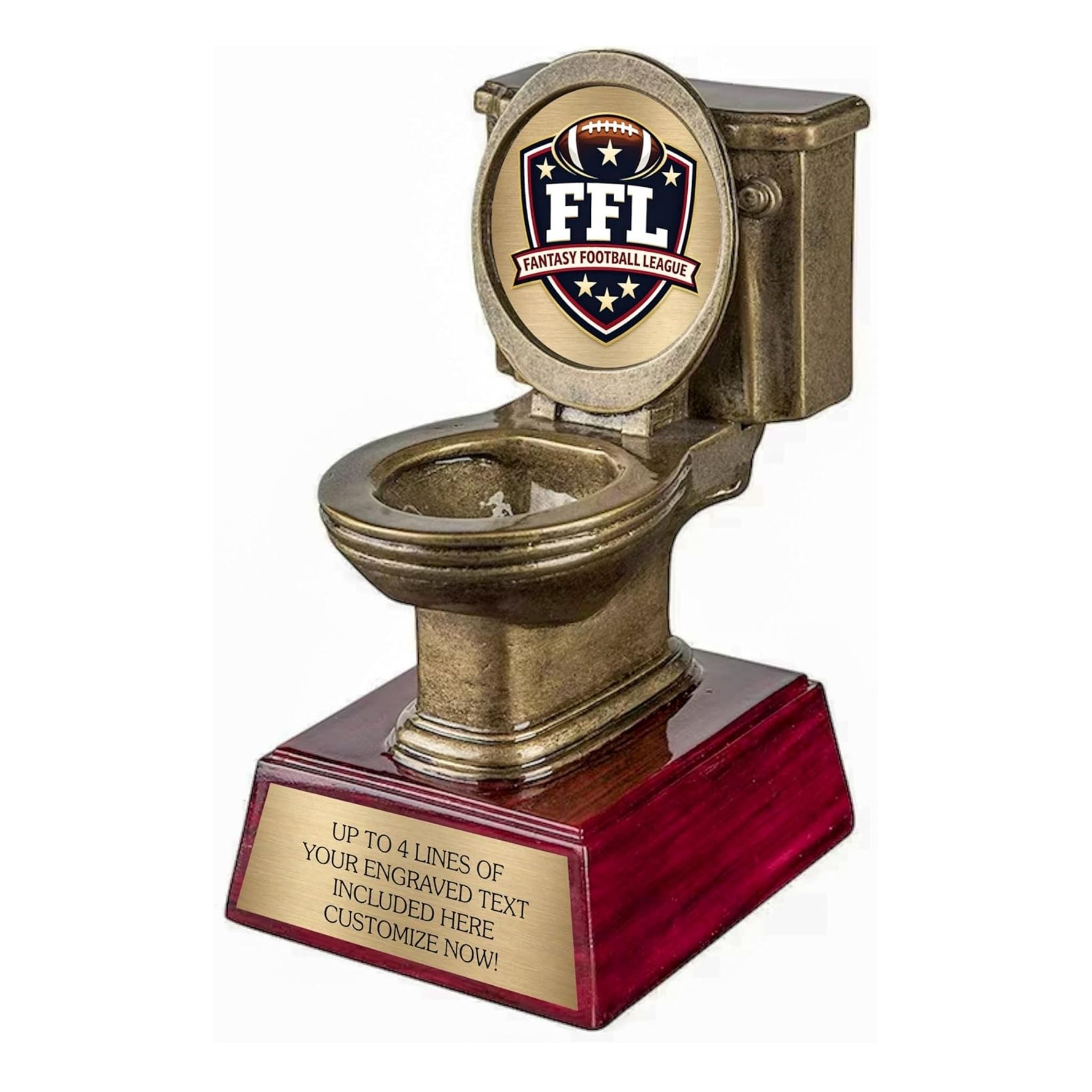 Toilet Bowl Last Place Fantasy Football Trophy - Custom Engraved Resin