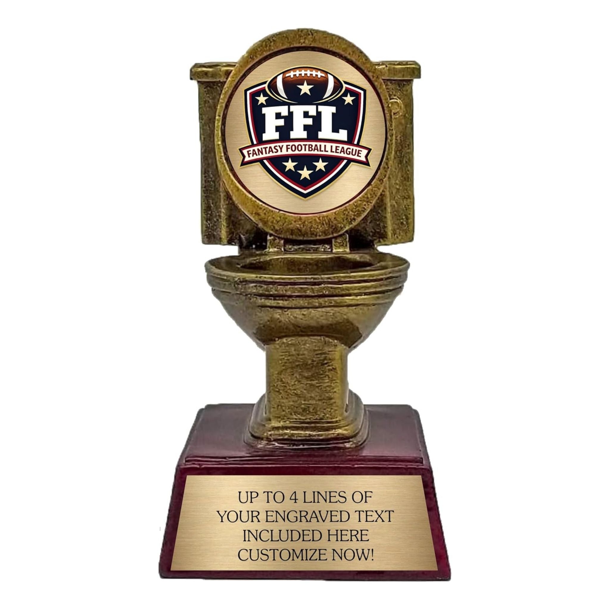 Toilet Bowl Last Place Fantasy Football Trophy - Custom Engraved Resin