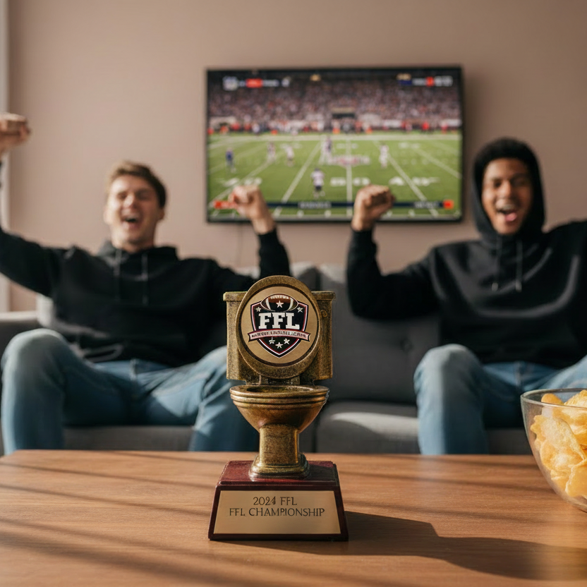 Toilet Bowl Last Place Fantasy Football Trophy - Custom Engraved Resin