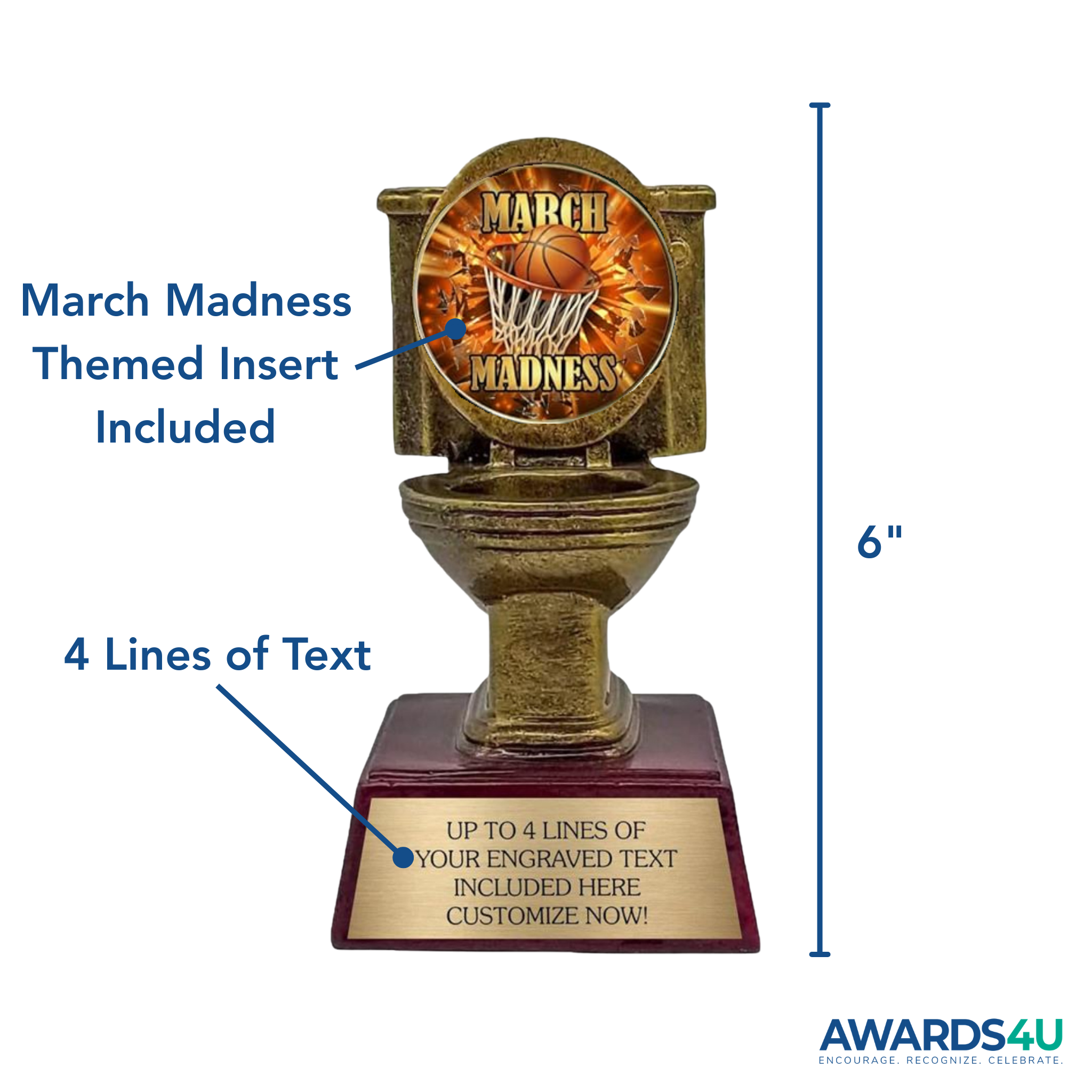 March Basketball Madness Last Place Toilet Bowl Award