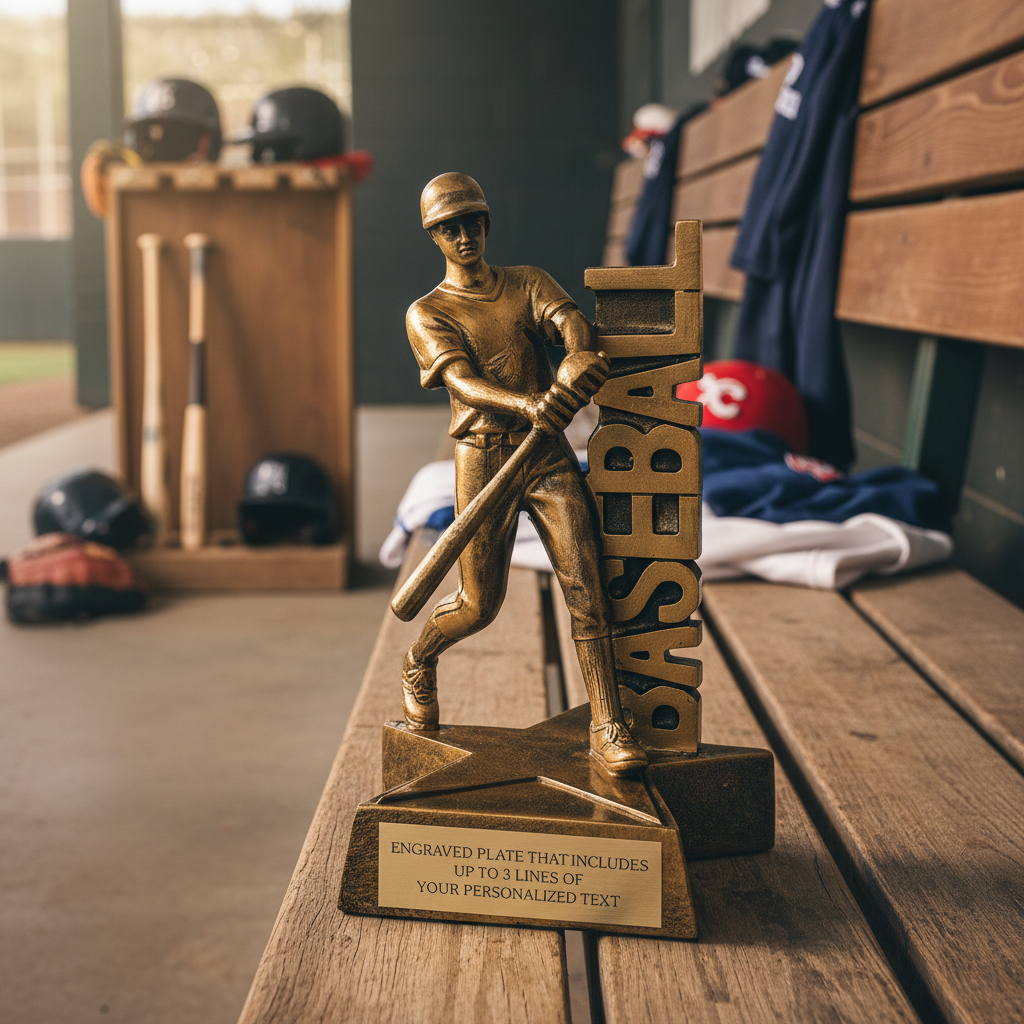 Baseball Billboard Trophy - 6.5" Custom Engraved Bronze