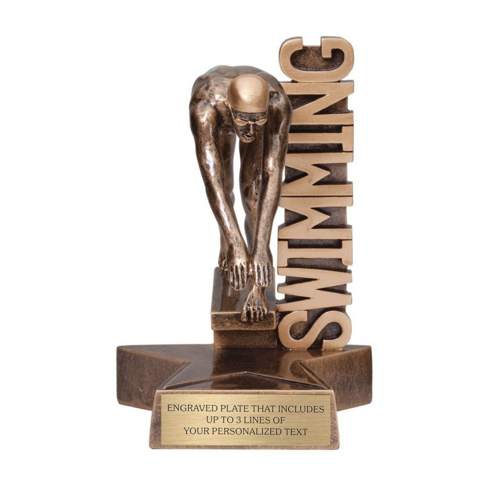 Swimming (M) Billboard Trophy - 6.5" Custom Engraved Bronze