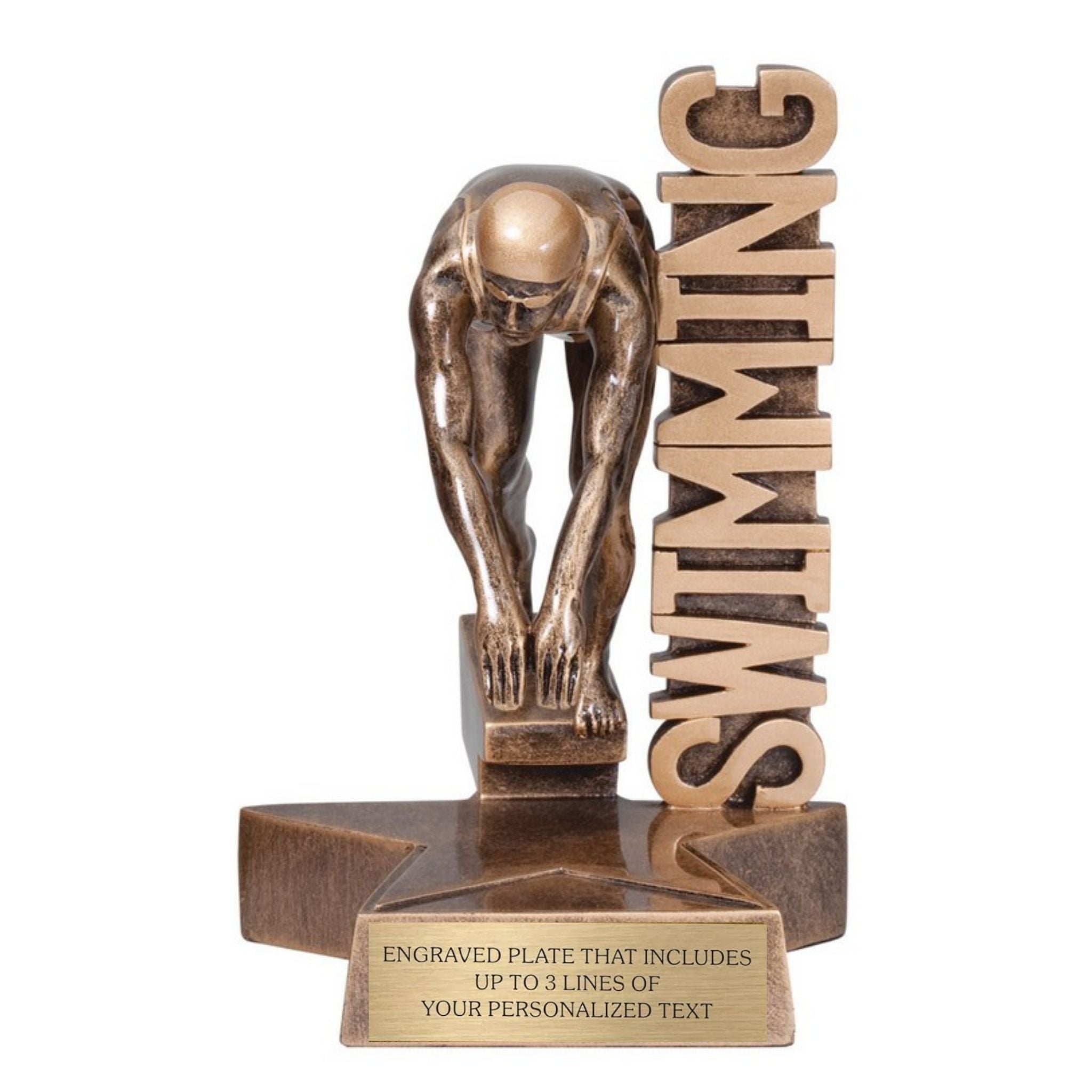 Swimming (F) Billboard Trophy - 6.5" Custom Engraved Bronze