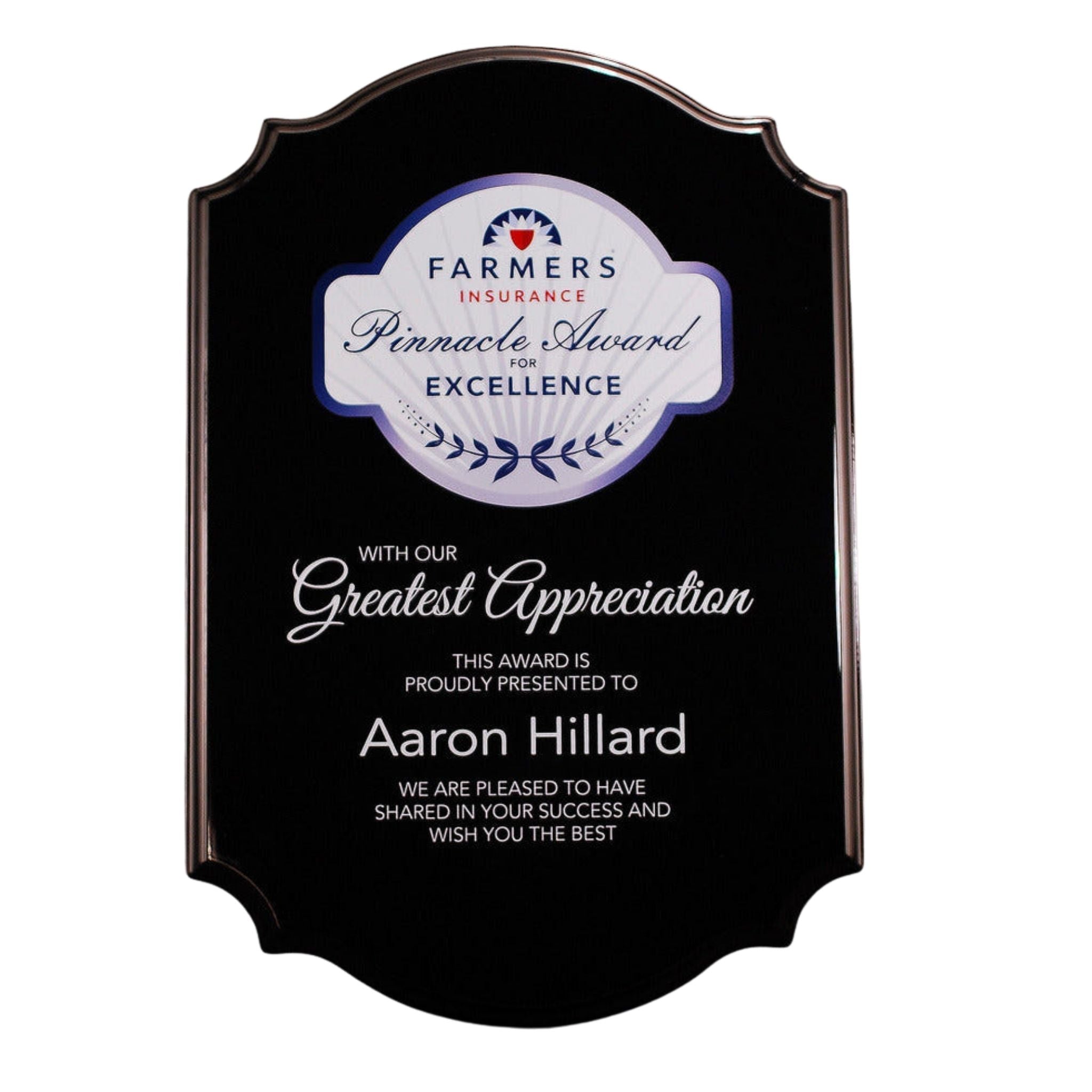 Ebony Pianowood Scalloped Full Color Plaque