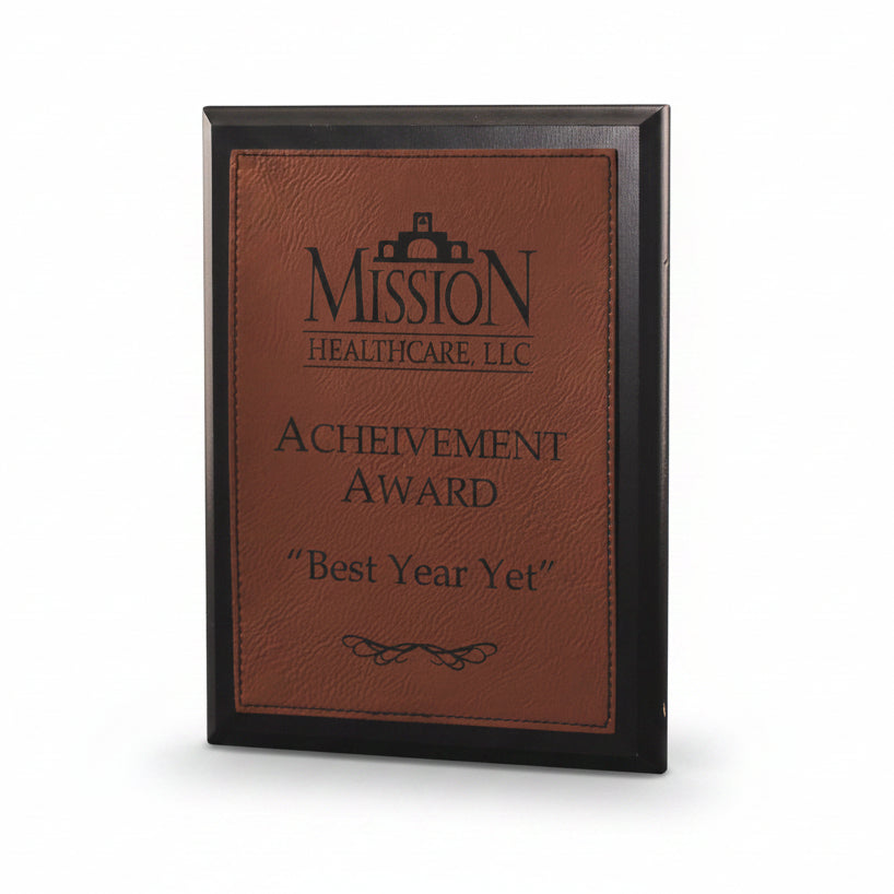Ebony Finish Plaque with Rawhide Leatherette Plate