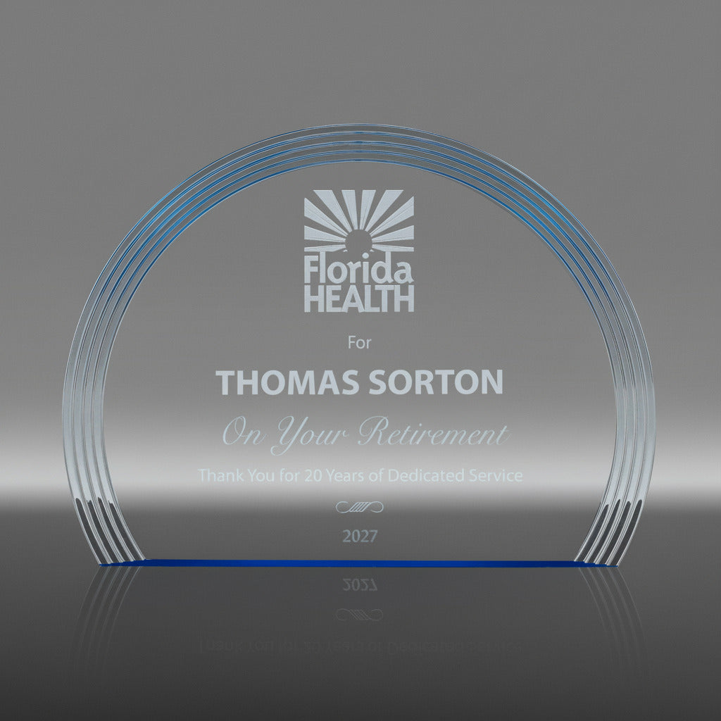Acrylic Oval Award with Blue Reflection