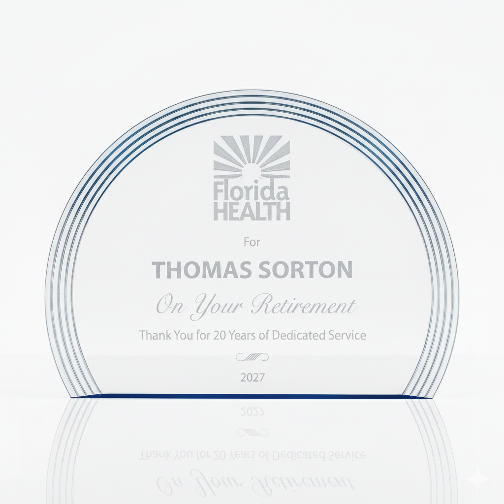 Acrylic Oval Award with Blue Reflection