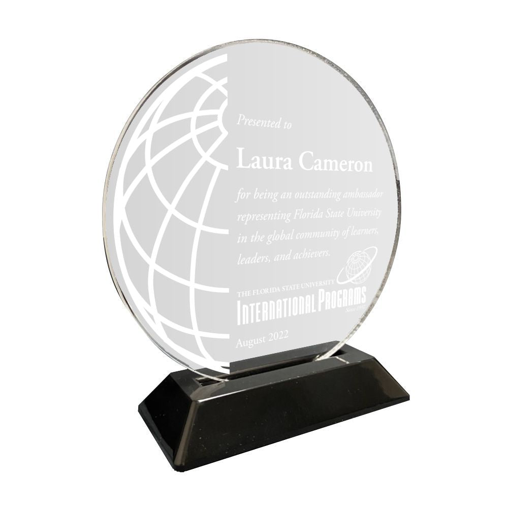 Clear Acrylic Circle on Black Base