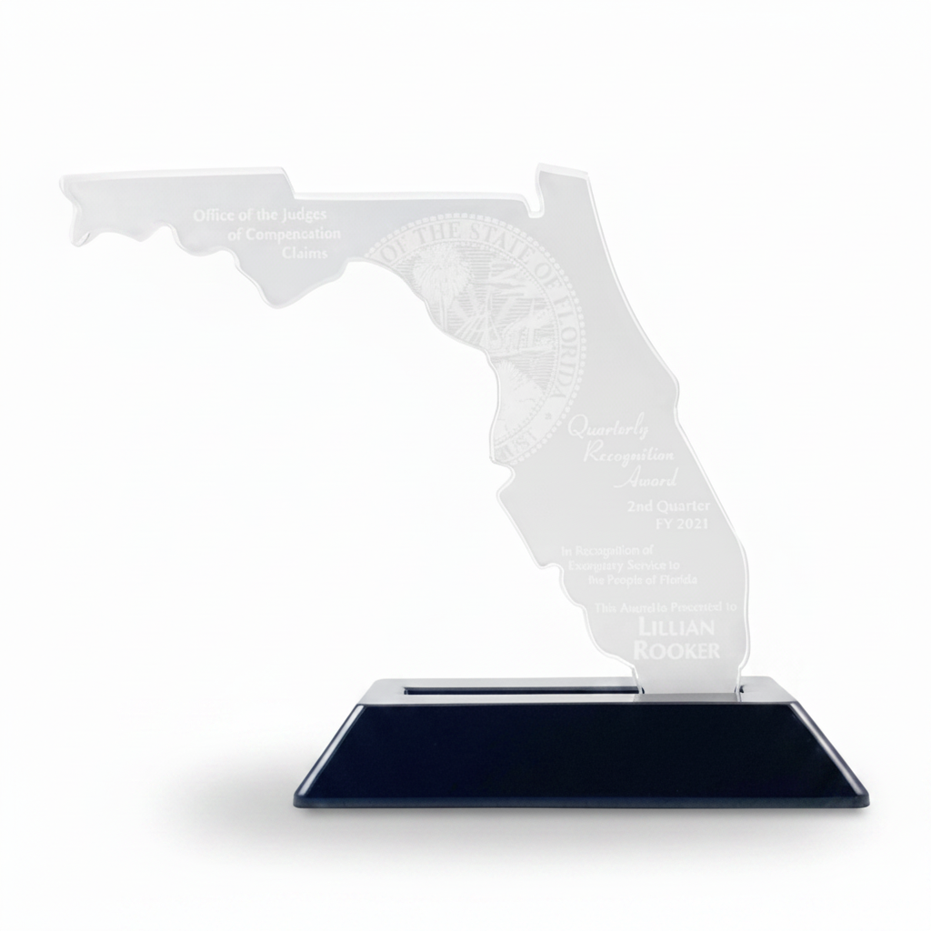 Florida Shaped Clear Acrylic On Base