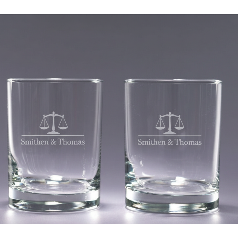 Etched Double Old Fashion - Set of 2