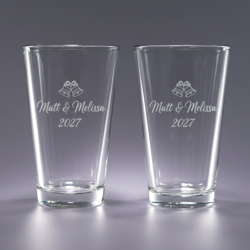 Etched Pint Glasses - Set of 2