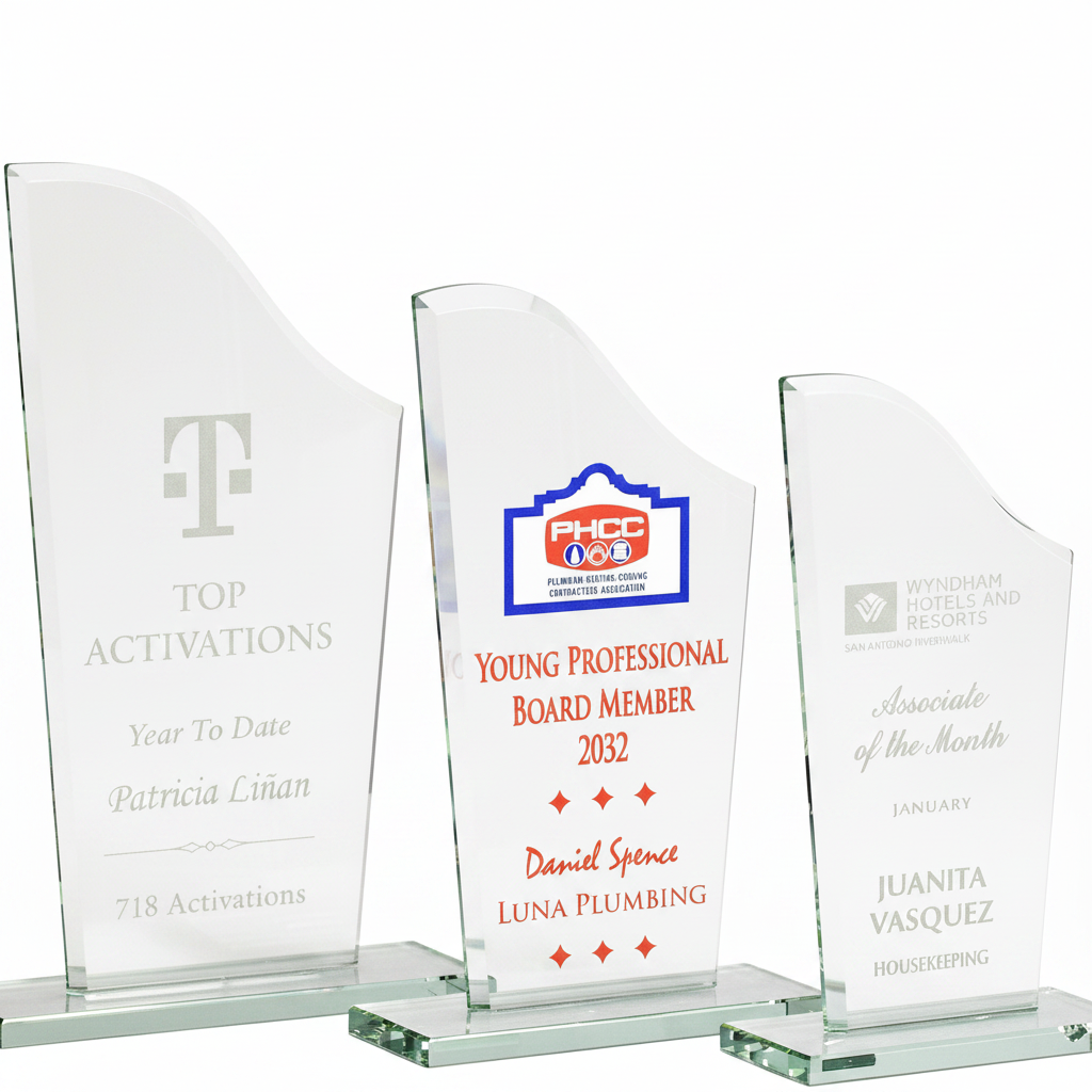 Jade Crystal Curved Top Award