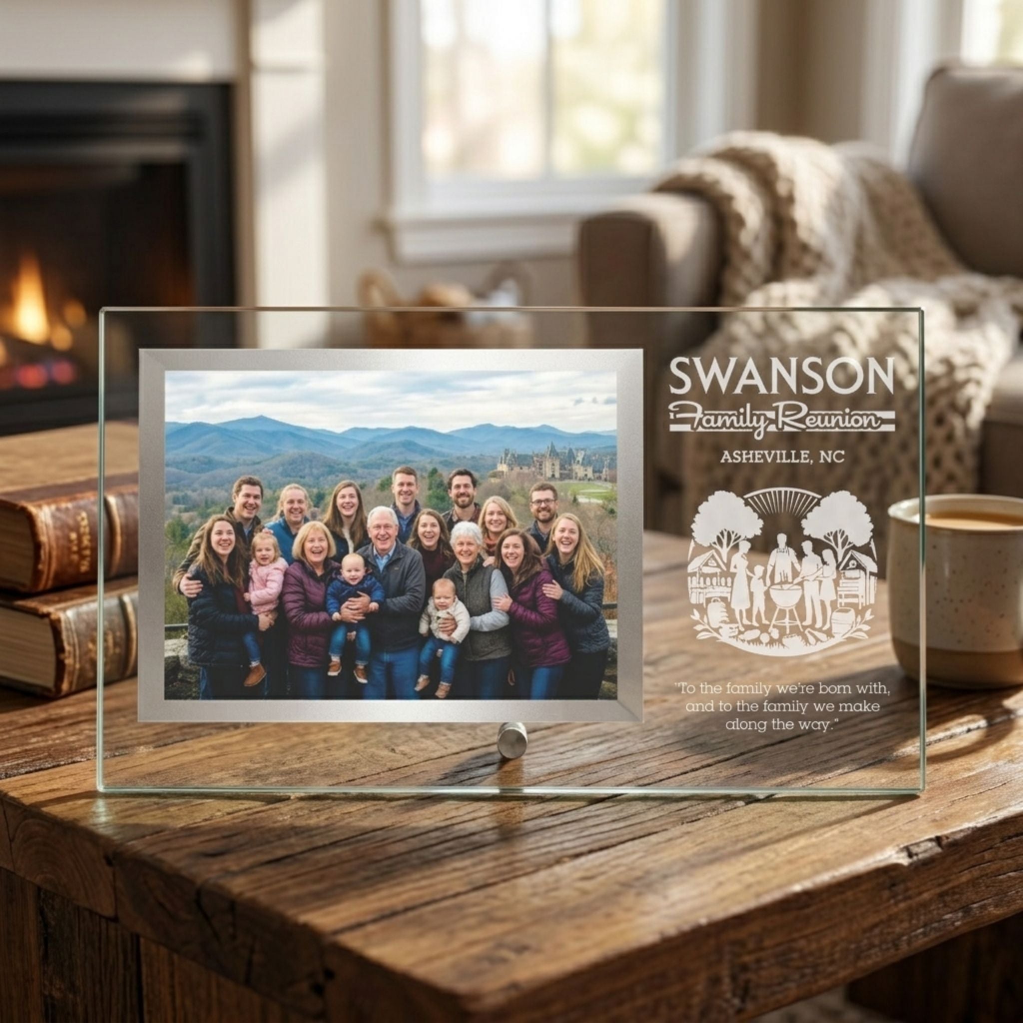 Premium Glass Landscape Photo Frame - 12x7 Laser Etched