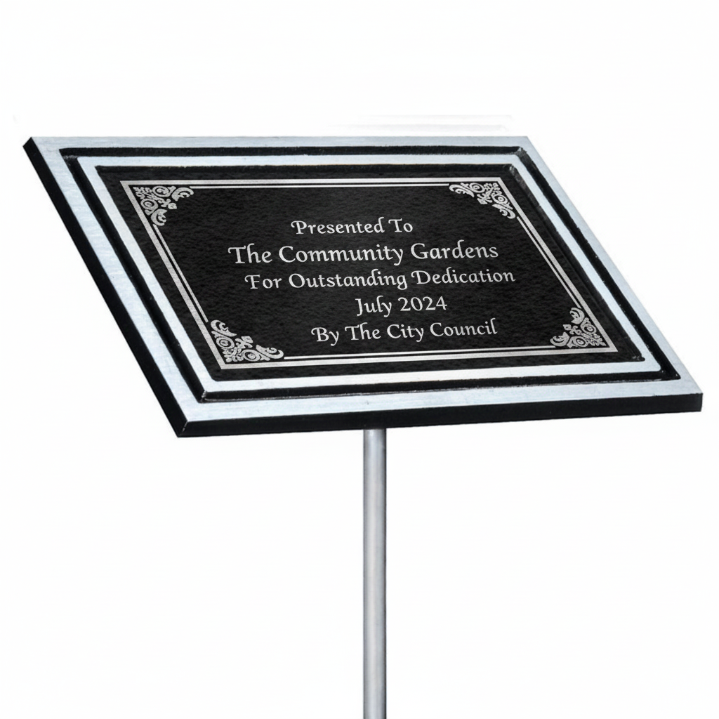 Cast Aluminum Sign with Post