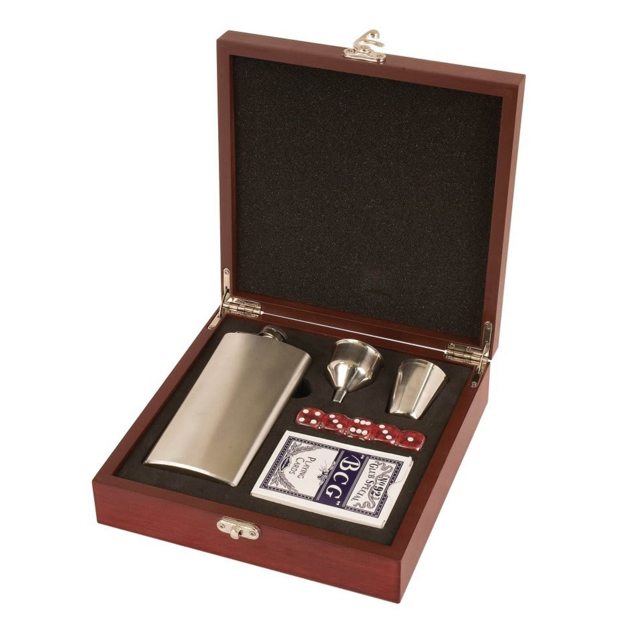 Rosewood Finish Flask Set