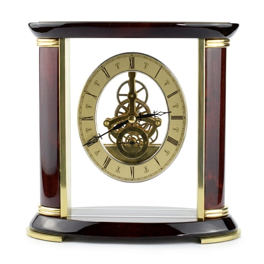 Open Clock Works Rosewood Clock