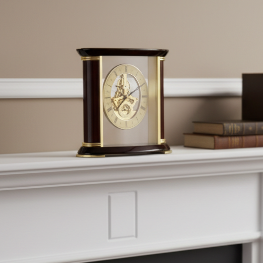 Open Clock Works Rosewood Clock