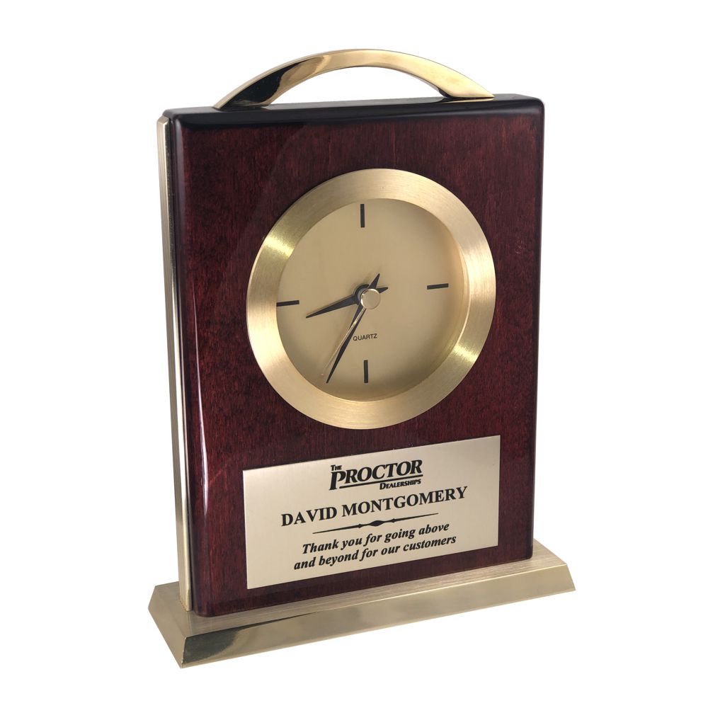 Rosewood Desk Clock with Brass Accents