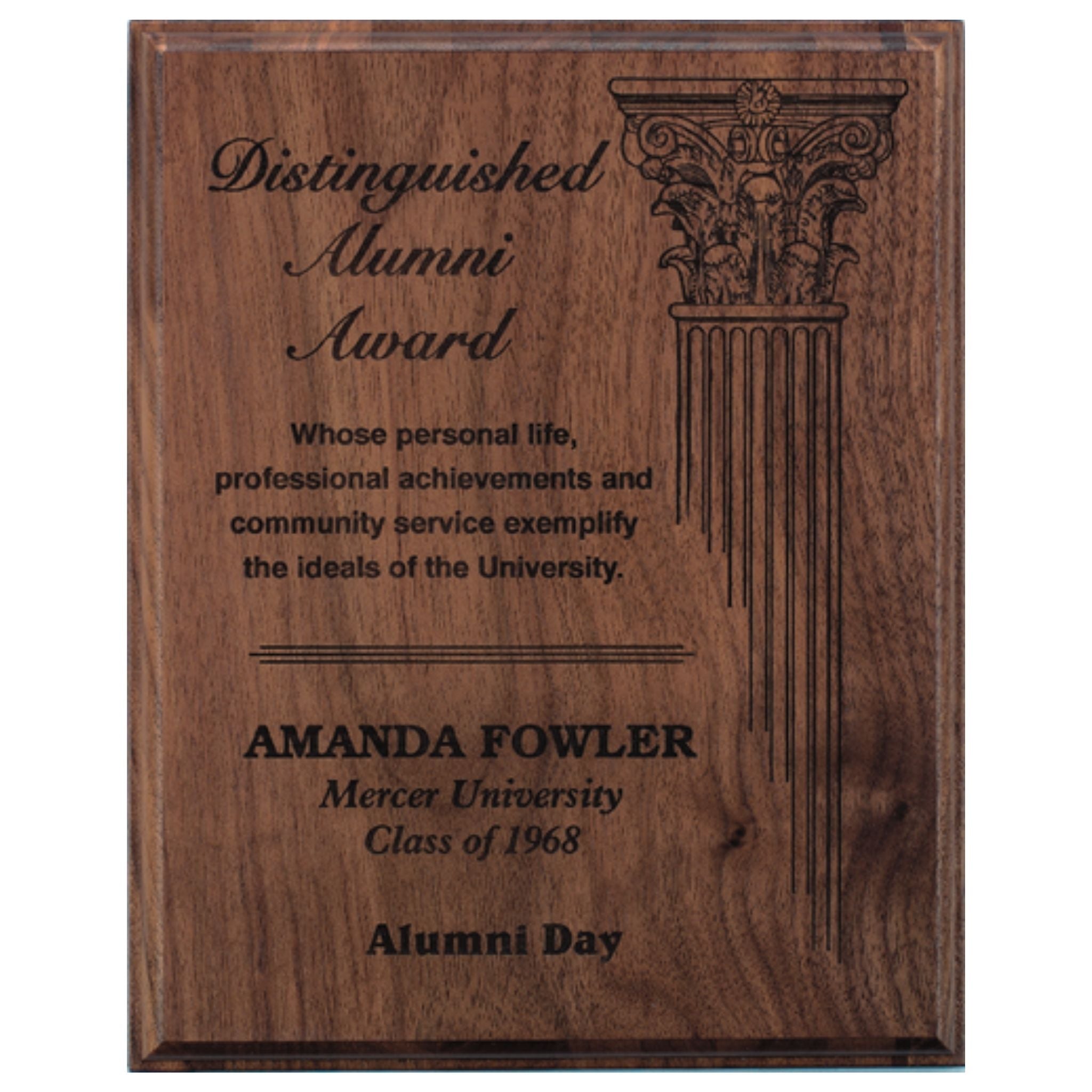 Walnut Laser Engraved Plaque