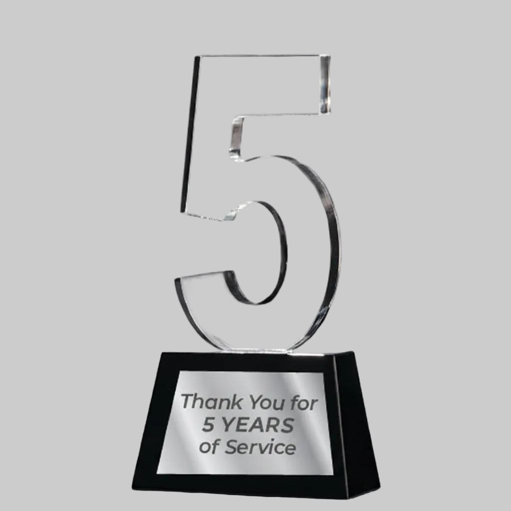 Black and Clear Crystal Years of Service Awards