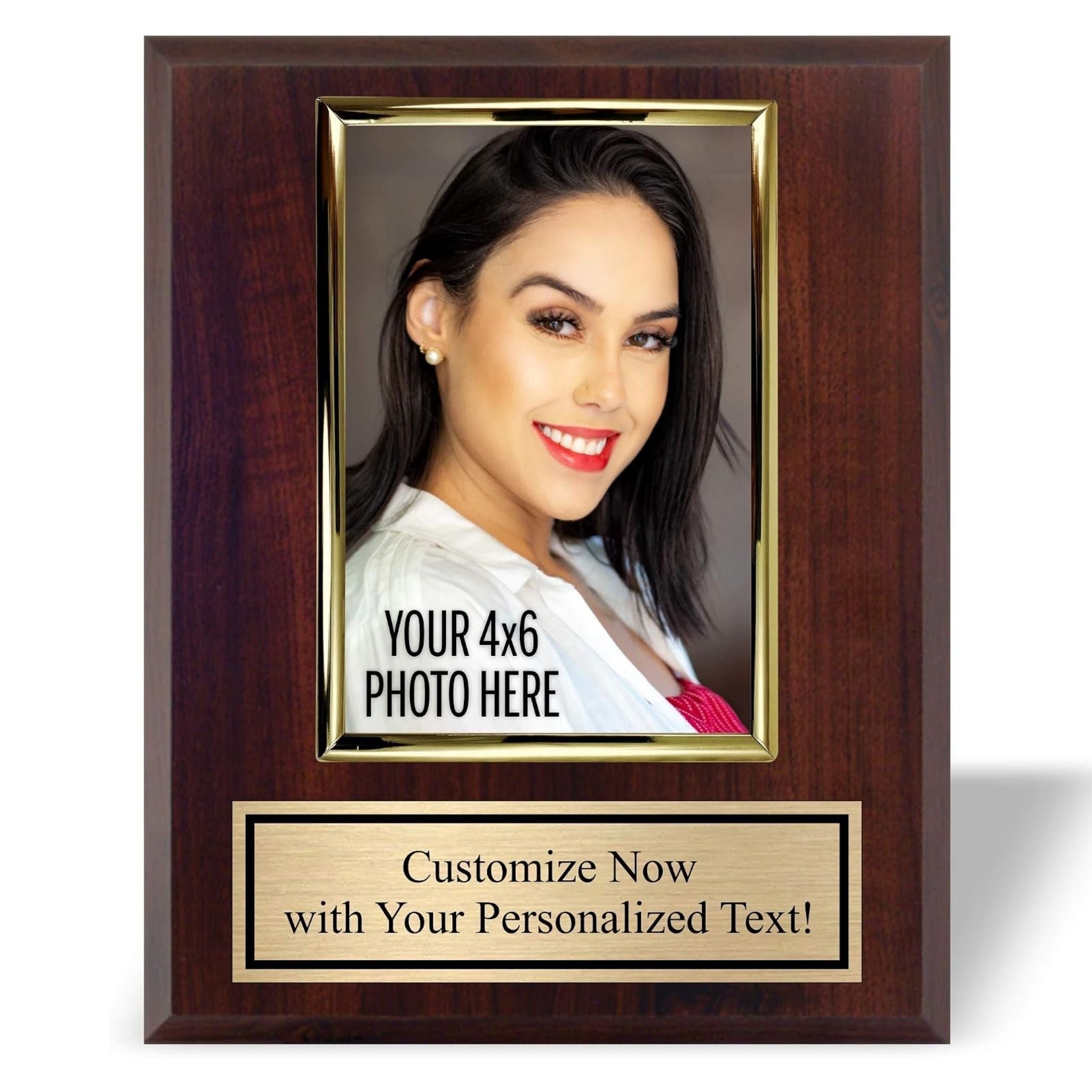 8x10" Walnut Photo Plaque – Vertical 4x6 Frame