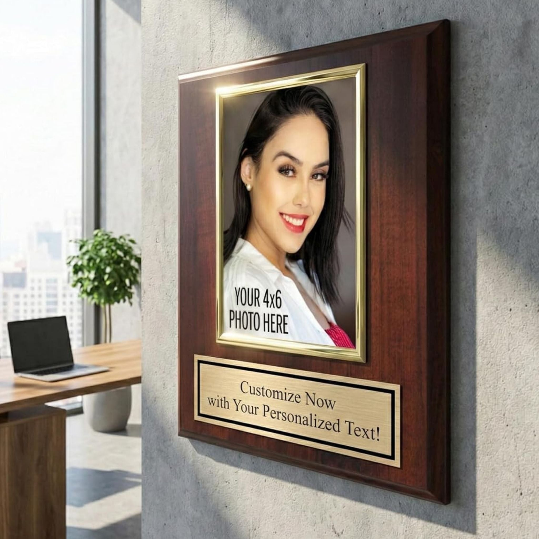 8x10" Walnut Photo Plaque – Vertical 4x6 Frame