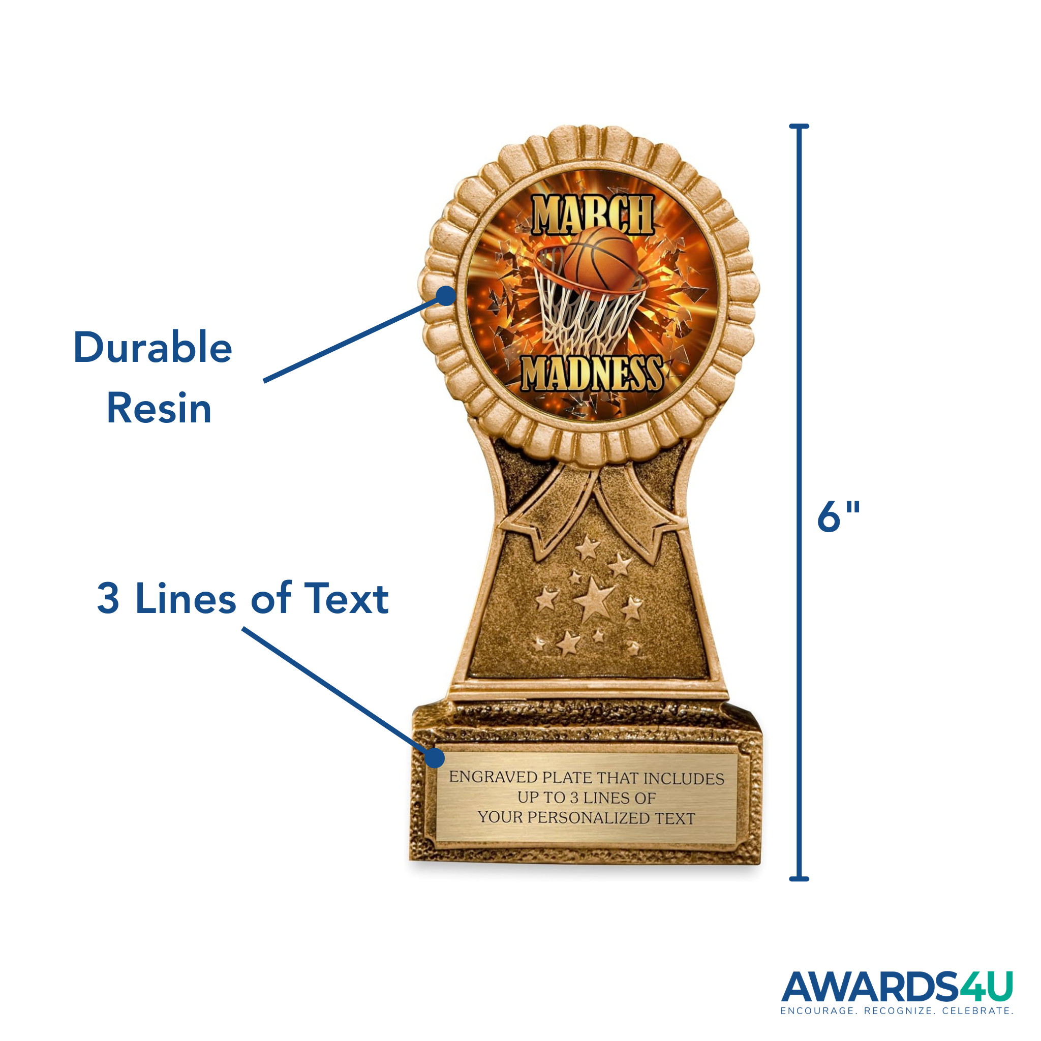 March Basketball Madness Resin Winner Trophy