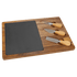 Acacia Wood/Slate Rectangle Cheese Set with Three Cheese Tools