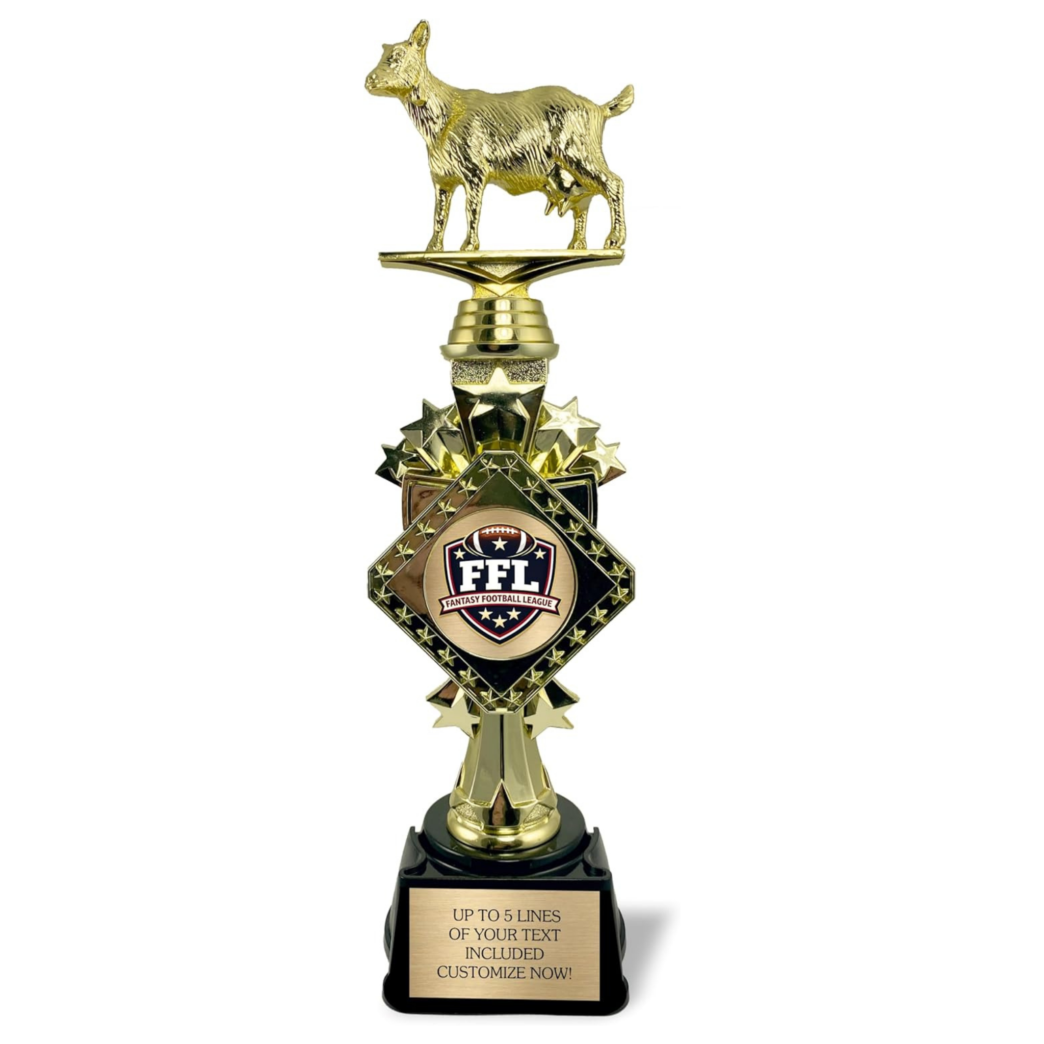 GOAT Fantasy Football Trophy - 13" Custom Engraved Award