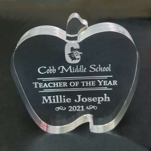 Acrylic Apple Shaped Award for Teacher