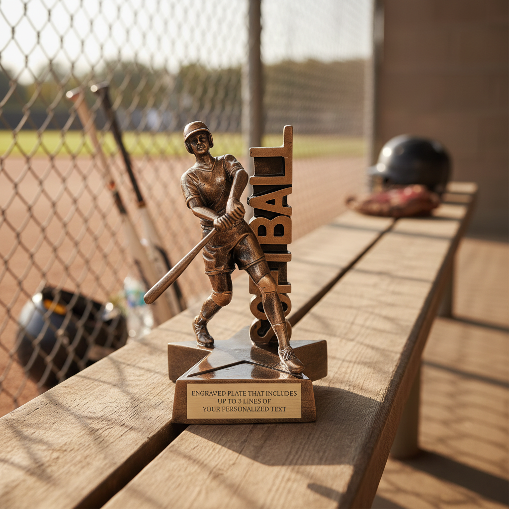 Softball Billboard Trophy - 6.5" Custom Engraved Bronze