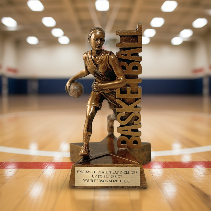Basketball (F) Billboard Trophy - 6.5" Custom Engraved Bronze
