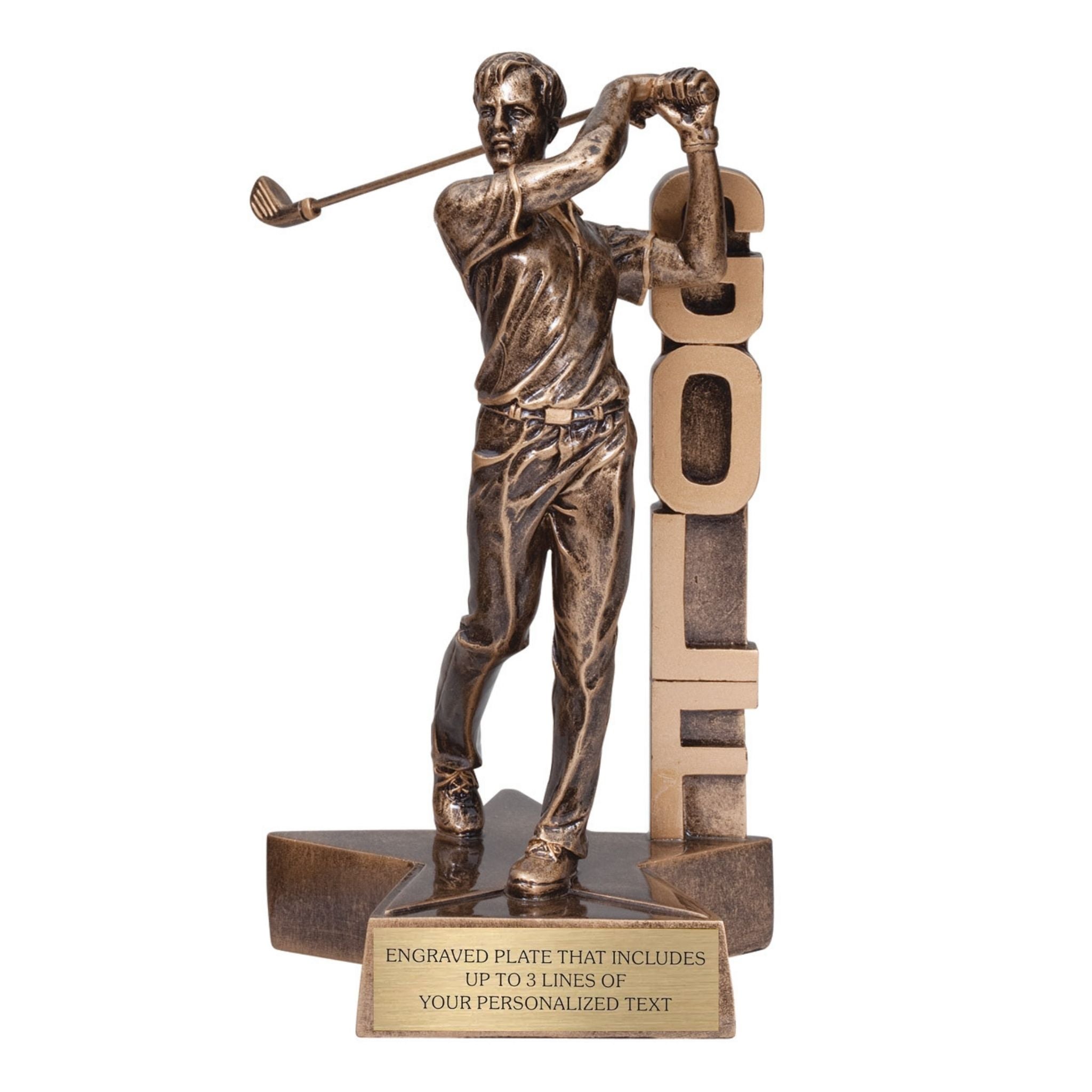 Golf (M) Billboard Trophy - 6.5" Custom Engraved Bronze