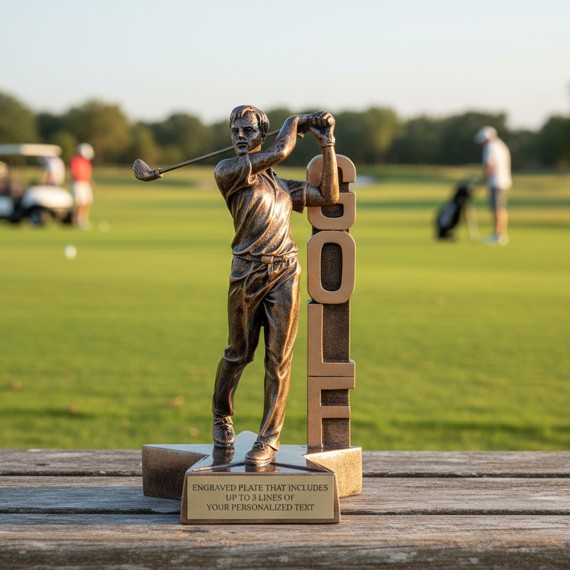 Golf (M) Billboard Trophy - 6.5" Custom Engraved Bronze